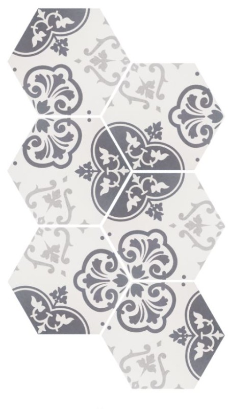 Płytka heksagonalna patchwork szary z garfitem Quintessenza Alchimia Elisir 26,6x23 bn 25486