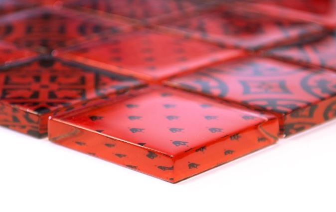 Mozaika szkło patchwork vintaż czarna czerwona Metropol MM 1172 30,0 x 30,0 85760
