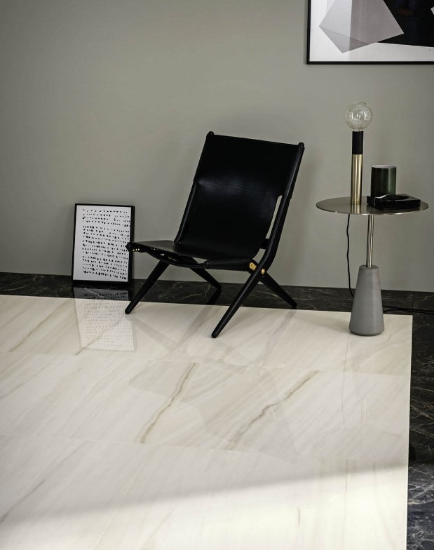 Płytki ekri z żyłami marmur Marazzi Allmarble lux 58x116 16307