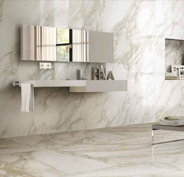 Płytki podłogowe Duże marmur biały ze złotą nitką połysk Florim Rex Etoile de Rex Étoile Creme Gloss 160x320 96182