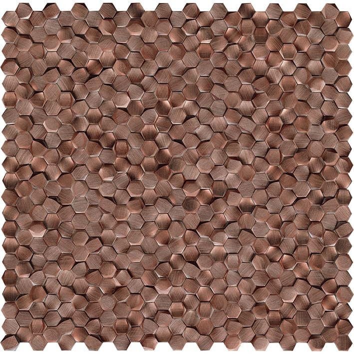 Mozaika Metalowa Szczotkowana Gravity Heksagonalna 3D Miedź 30,7x30,1 103555