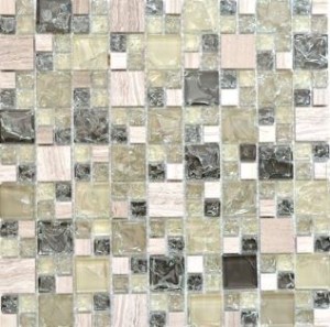 Mozaika mix szkło kamień beżowe małe duże kwadratyki Metropol MM 1278 30,5 x 30,5