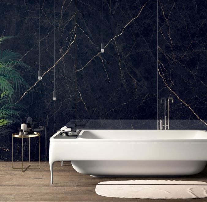 Gres marmur czarny z białymi złotymi żyłami Flaviker Supreme Evo Noir Laurent lux 160x320 6mm 78864