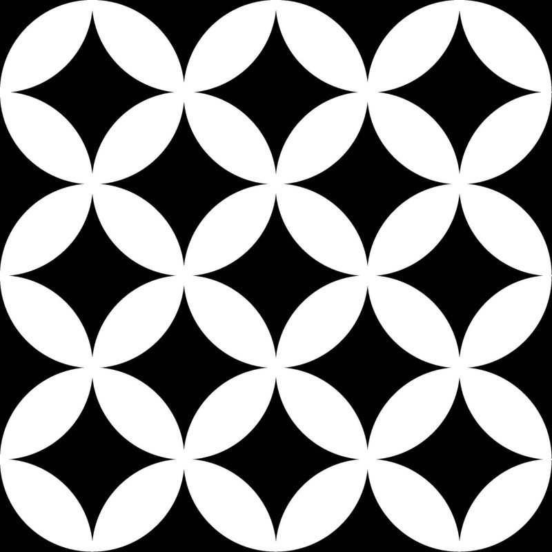 Płytki graficzne czarno-białe kółki Mayolika Absolut Distrikt Circles Black 20x20 80936