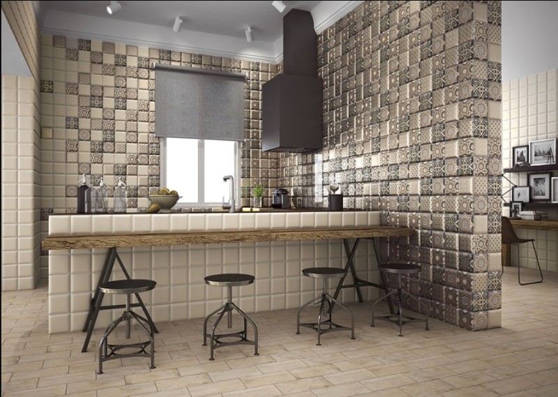 Płytki orientalnę brazowe wzorzyste patchwork Mainzu Hd Effects Dekor Esna Brown 15x15 55184