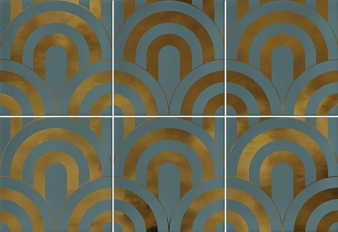 Vives Hanami Takada Turquesa Oro 23x33,5 płytki ścienne 153387