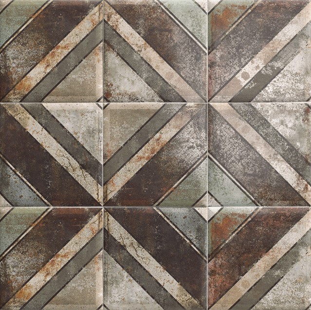 Płytki dekor romba rdzawe szare Mainzu Tin Tile Diagonal 20x20 56707