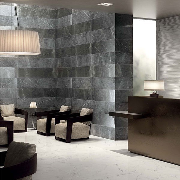 Płytki marmur grafit szary z cięka biała żyła Abk Sensi Pietra Grey mat 30X120 hb 11163