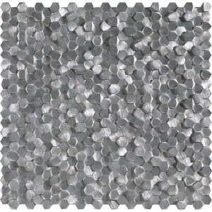Mozaika Metalowa Szczotkowana Gravity Heksagonalna 3D Srebrna 30,7x30,1