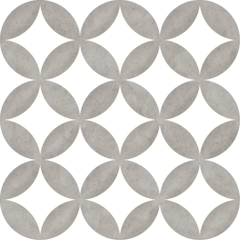 Płytki graficzne bialo-szare kółki Mayolika Absolut District Circles Grey 20x20 75901