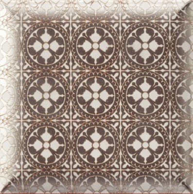 Płytki orientalne brazowe Mainzu Dekor Metal White 15x15 48592