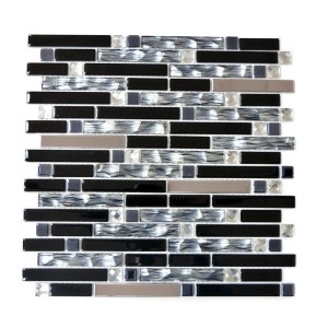 Mozaika mix paski długie a małe mały kwadrat szkło czarny szary Metropol MM 0279 29,8 x 30,4