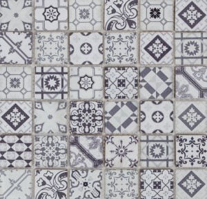 Mozaika kamień szkło szara patchwork Dell Arte Patch Glass Grey 30x30