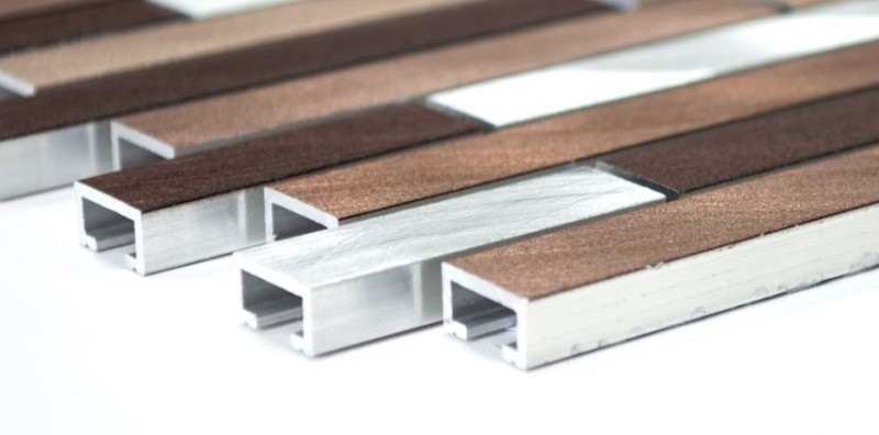 Mozaika aluminiowa srebrna brąz paski Metropol MM1131 29,8 x 33,8 85404
