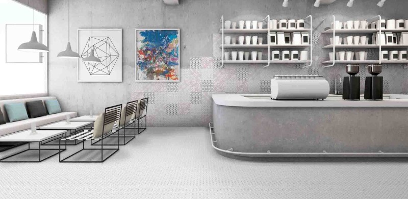 Płytka do kuchni wzorzysta szara z delikatnym rysunkiem Keros Alhambra Gris 25X25 dms 83999
