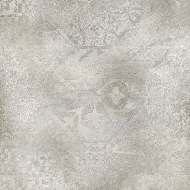 Płytki wzorzyste szaro-beżowe Absolut Keramika Ellesmere Decor Lappato 60x60 68191