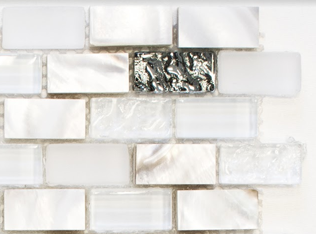 Mozaika mix cegiełka mały prostokąt biała srebrna perla Metropol MM 1183 30,0 x 28,5 80289