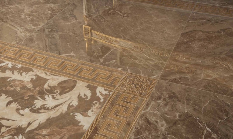 Płytki wstawki podłogowe meduza marmurowa czarna Versace Ceramics Marble Toz. Medusa Nero Sab 11,5x11,5 92212