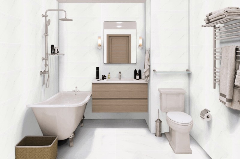 Płytki imitujące marmur biały Porcelanosa Thassos 45x120 ag 15788