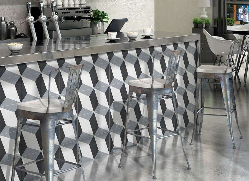 Gres 3D romby szare Mayolika Absolut dekor Forma black 20x20 80934