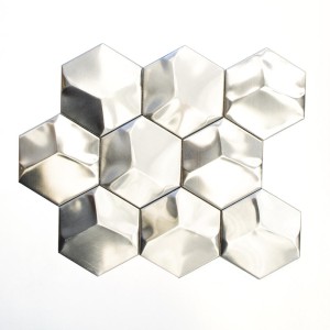 Mozaika srebrna heksagon 3D satyna alu Metropol MM 0302 26,2 x 23,0