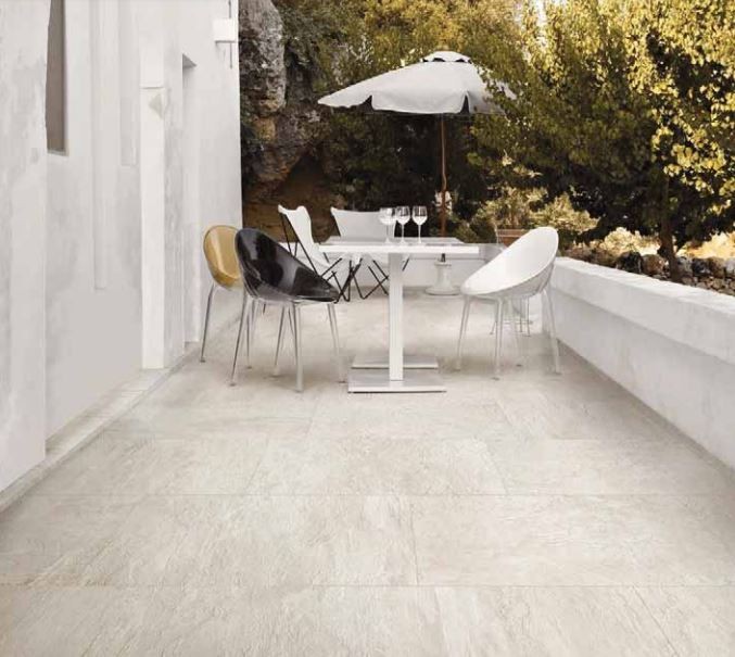 Mozaika 3D paski kwadraty kamień biała szara Florim Rex Ardoise Blanco Modulo Muretto 3D 30X30 95354