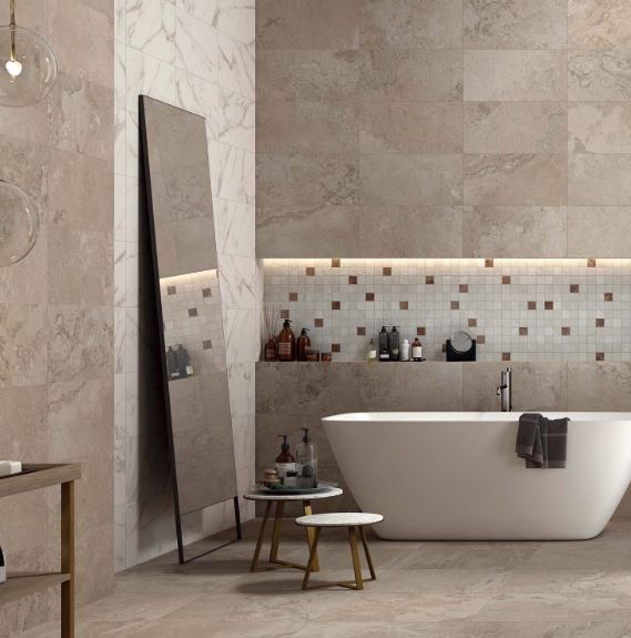 Gres wielkoformatowy beżowy beton ABK Alpes Ivory raw lapatto 30x60 81490