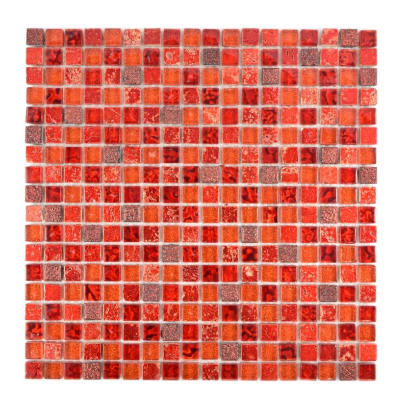 Mozaika mix szkło kamień mały kwadrat pomarańczowy czerwony Metropol MM 1219 30,0 x 30,0 101736