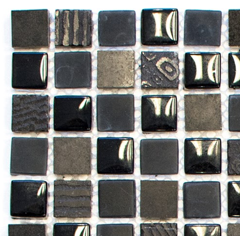 Mozaika mix mały kwadrat kamień czarny mat połysk Metropol MM 0350 30,5 x 30,5 79756