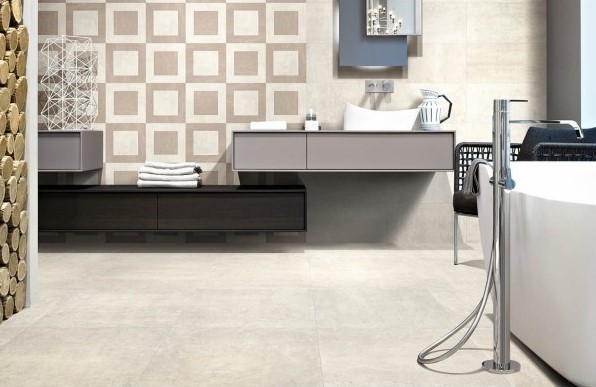 Płytki betonopodobne beżowe Emil Ceramica On Square Sabiato Lappato Rett. 60x60 dms 39595
