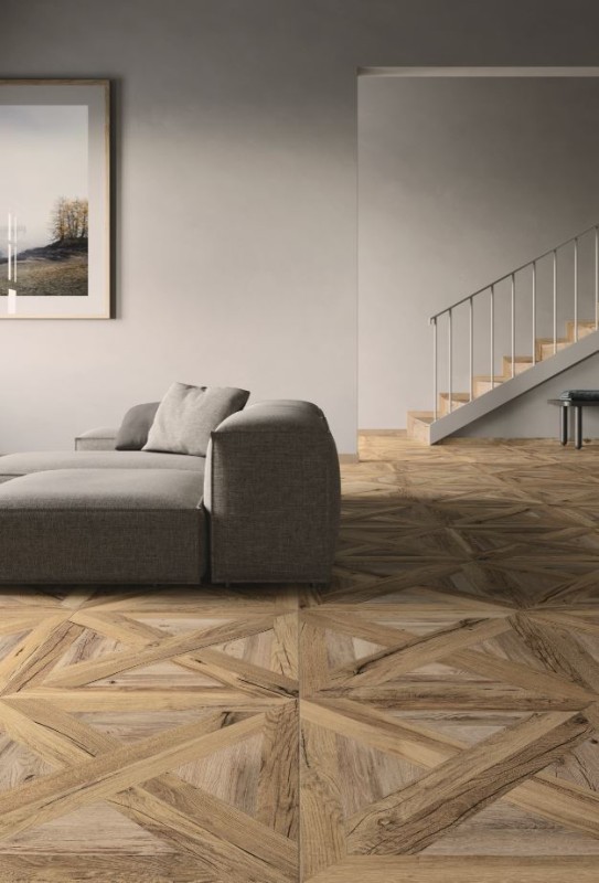 Gres kwadratowy rustykalne sęki drewno parkiet brąz Flaviker Nordik Wood PF60005047 Mansion Gold Brown 60x60