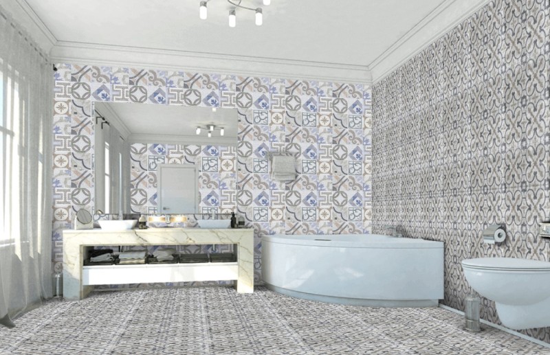 Płytki gres patchwork geometria beż grafit Porcelanosa Barcelona D 59,6X59,6 15121