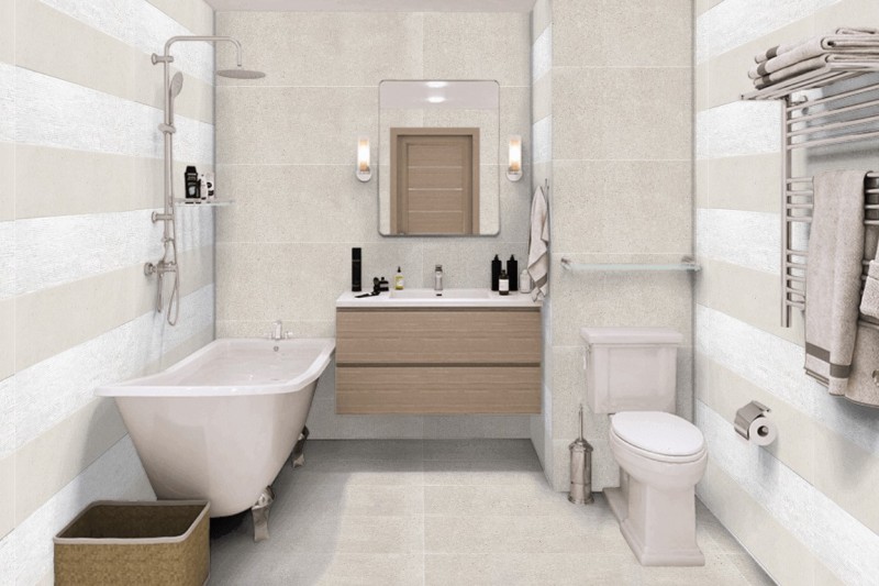 Płytki ścienne beton beżowe Porcelanosa Bottega Caliza 45x120 81259