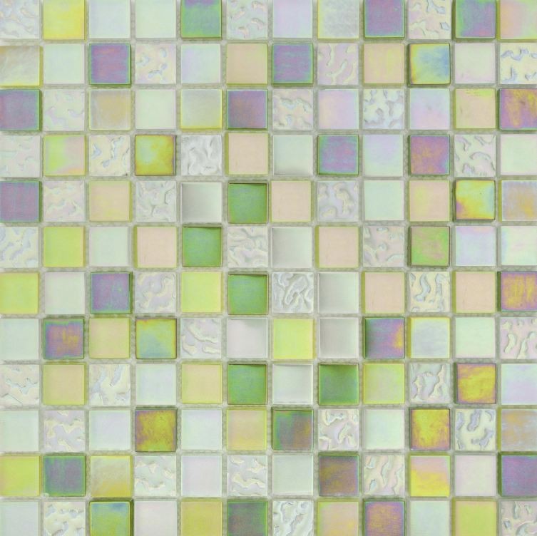 Mozaika mix żółta-żółta szkło kwadrat 3D Dell Arte Green Point 30x30 100116