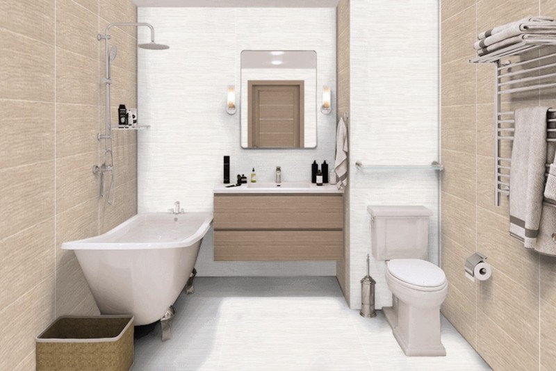 Płytki ścienne jasne beż tapety matowe Porcelanosa Japan Blanco 33.3x100 15033