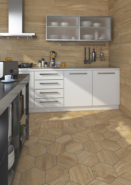 Vives Hexagono Gama Miele 23x26,6 płytki heksagonalne drewnopodobne 153409