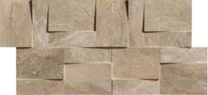 Mozaika 3D paski kwadraty kamień beżowy Florim Rex Ardoise Ecru Modulo Muretto 3D 30X30