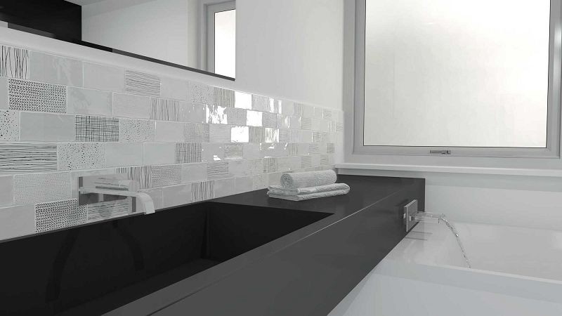 WOW Crafted Handmade Decor B&W 7,5x15 płytka ścienna 159285