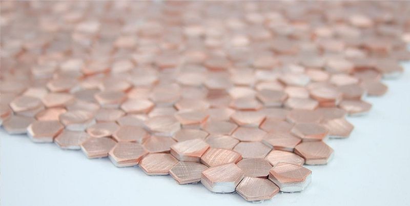 Mozaika Metalowa Szczotkowana Gravity Heksagonalna 3D Różowe Złoto 30,7x30,1 103736