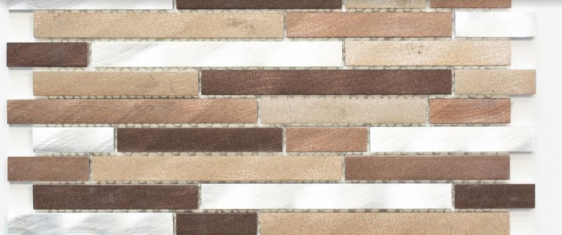 Mozaika aluminiowa srebrna brąz paski Metropol MM1131 29,8 x 33,8 85403