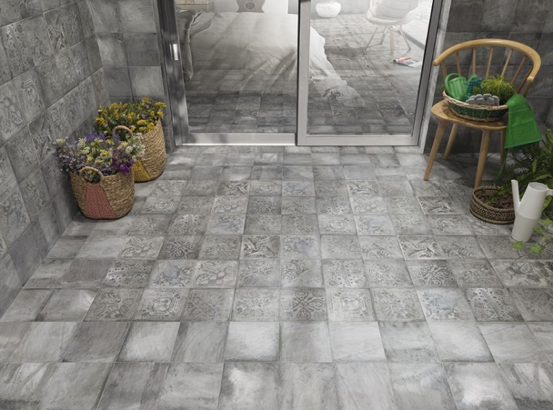 Płytki łazienkowe wrzoryste szare Mainzu Forli Decor Borghese 20x20 55171
