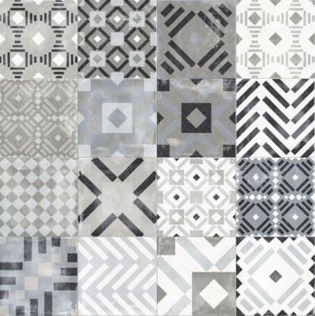 Płytka podłogowa ścienna salon przetarty szary biały patchwork ABK Play Labyrinth Mix Grey 20x20 86772