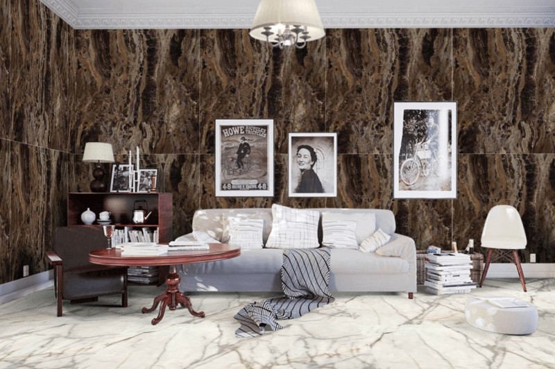 Spiek brązowy marmur jasne żyły połysk Marazzi Grande Marble look Frappuccino Lux 120x240 16414