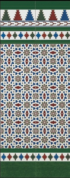 Cokoły ścienne zielone Mainzu Zócalo Alhambra Moldura Verde 7x28 63046