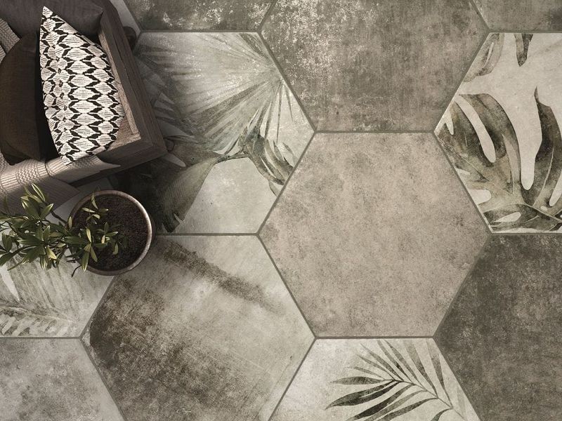 ZYX Amazonia Tropic Grey 32x36,8 płytki heksagonalne patchwork 156382