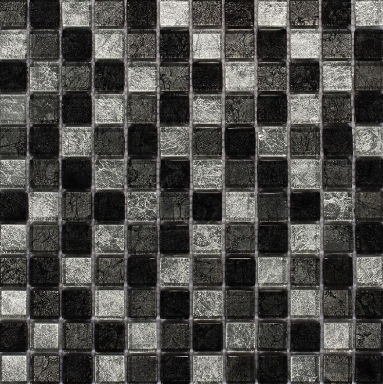 Mozaika szkło antracyt czarne Dell Arte Brillant Silver Black 23x23 30x30x8 30984