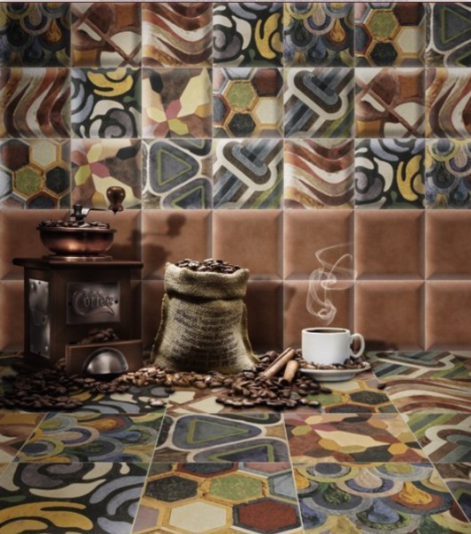 Płytki patchwork motyw wzorów różnokolorowy Mainzu Pav. Tap Tap Centro 15x15 87025
