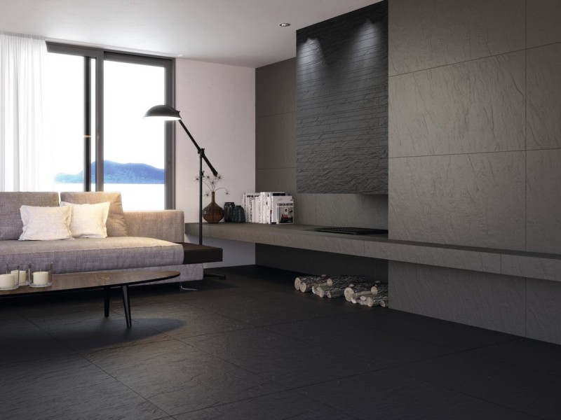 Czarne płytki kamienne jak lawa Grespania Alpes Negro 60 x 120 bn 87340