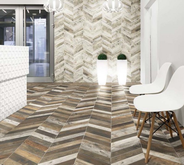 Gresy francuska jodełka przepalony brąz Realonda Diamond Pallet Mix Chevron R 70x40 (prawy) 39528