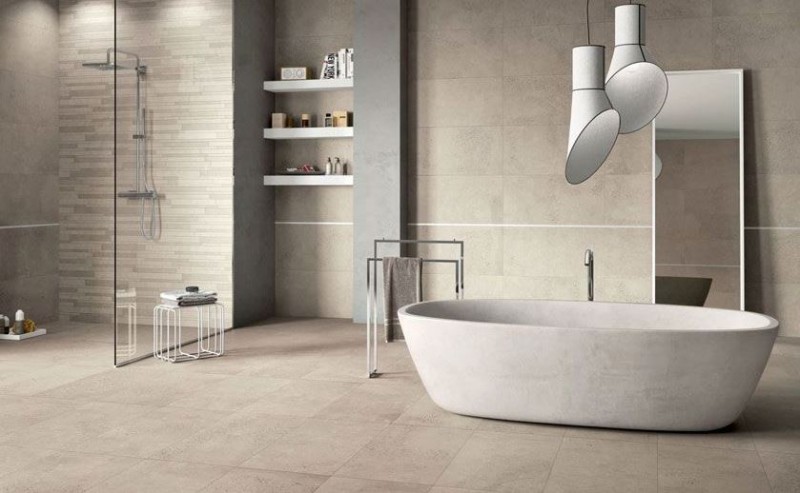 Gres wielkoformatowy beż beton ABK Alpes Ivory Rett 120X120 51890
